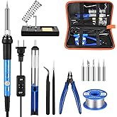 Soldering Iron Kit, Adjustable Temperature 13-in-1 60W Soldering Tool, Solder Kit Electronics with ON/Off Switch, 5 Soldering