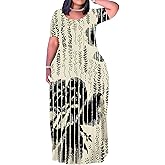 PinkPatty Plus Size Maxi Dress for Women Summer Casual Short Sleeve Tshirt Dresses with Pockets (XL-6XL)