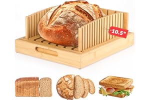 LukieBoee Bread Slicer for Sourdough Rounds, Bread Slicing Guide for Homemade Bread, Wide Bamboo Base for Artisan Loaves, Compact Design, Doubles as Serving Tray (No Knife)