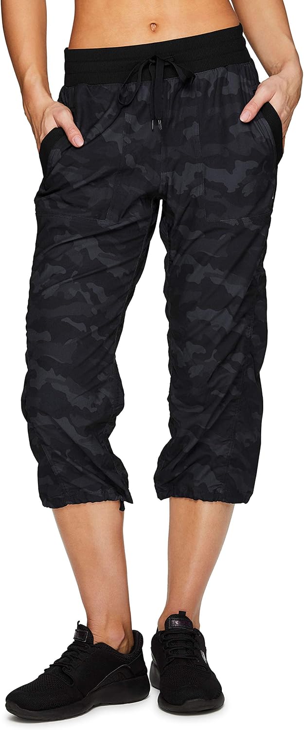 RBX Active Women's Fashion Lightweight Stretch Woven Body Skimming Drawstring Capri Pant at  Women’s Clothing store