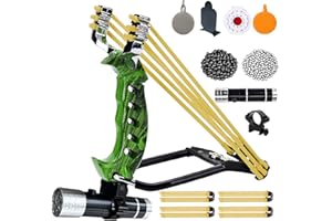 RCZZSUWE Professional Slingshots Set for Hunting, Catapult Hunting & Shooting Slingshot for Adult, High Velocity Tactical Wrist Sling Shot with Ammo Balls,Replacement Rubber Bands,Target