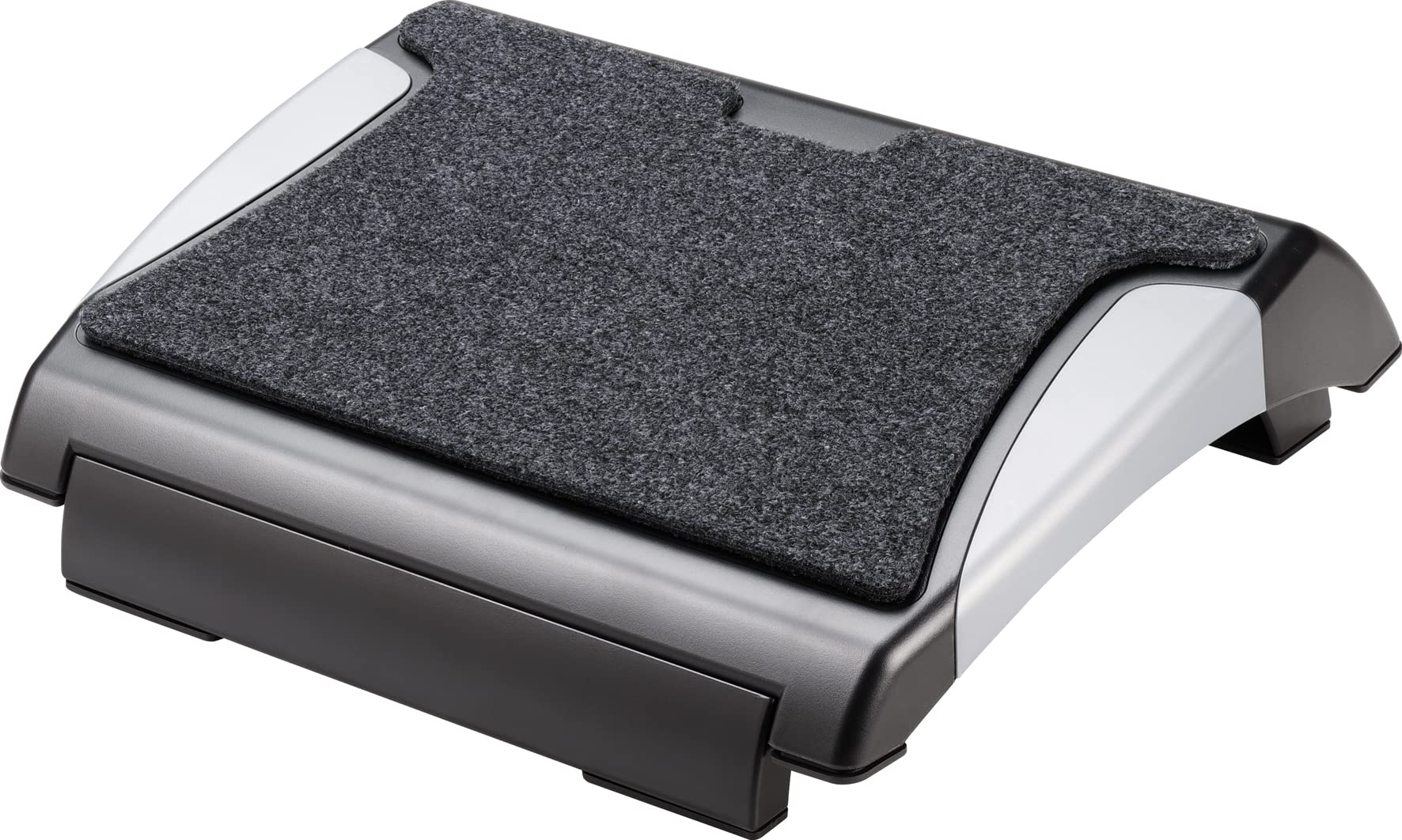 Q-Connect Footrest with Removable Carpet Black/Silver