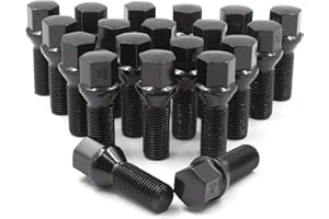 Wheel Accessories Parts 20 Pcs M15x1.25 15x1.25 Thread Conical Seat Lug Bolt Black Finish 28mm Shank Length 17mm Hex fits Mercedes GLE GLS ｜ Maybach GLS 600 with aftermarket Wheels