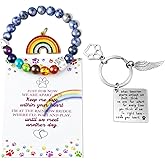 Pet Memorial Gifts, Pet Sympathy Gift, Rainbow Bridge Bracelet for Beloved Dog Cat,8MM Mixed Color Bead 7 Chakra Pet Memorial Bracelet for Women Men Who Loss of Pets, Pet Sympathy Gift