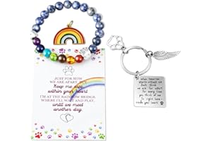 BEABOY Pet Memorial Gifts, Pet Sympathy Gift, Rainbow Bridge Bracelet for Beloved Dog Cat,8MM Mixed Color Bead 7 Chakra Pet Memorial Bracelet for Women Men Who Loss of Pets, Pet Sympathy Gift