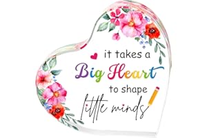 YULEJO Teacher Appreciation Gifts for Women Acrylic Keepsake and Paperweight Teacher Gifts from Student for Nurse Graduation Retirement First Last Day of School (It Takes A Big Heart)