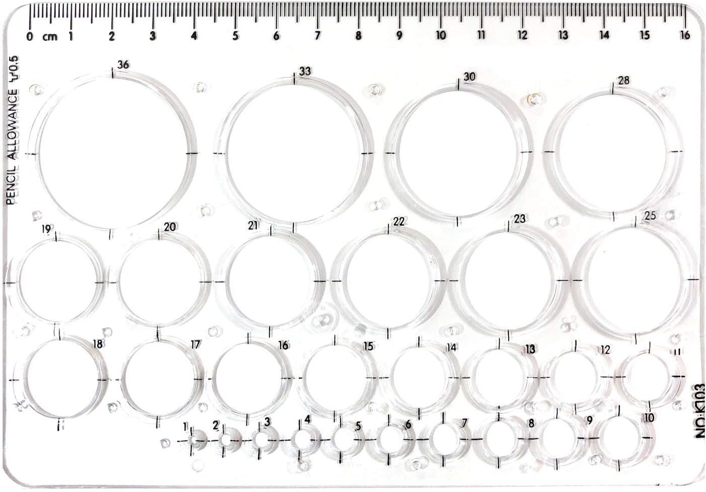 Transparent Isometric 28 Circles Shape Symbols Drawing Drafting Template Stencil