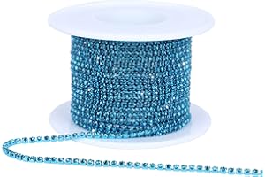 Dropower Crystal Rhinestone Close Chain Trim,10 Yards/Roll of 2mm Rhinestone Banding Claw Cup Chain for Sewing Crafts,DIY Decoration,Jewelry,Clothing,Shoes Peacock Blue
