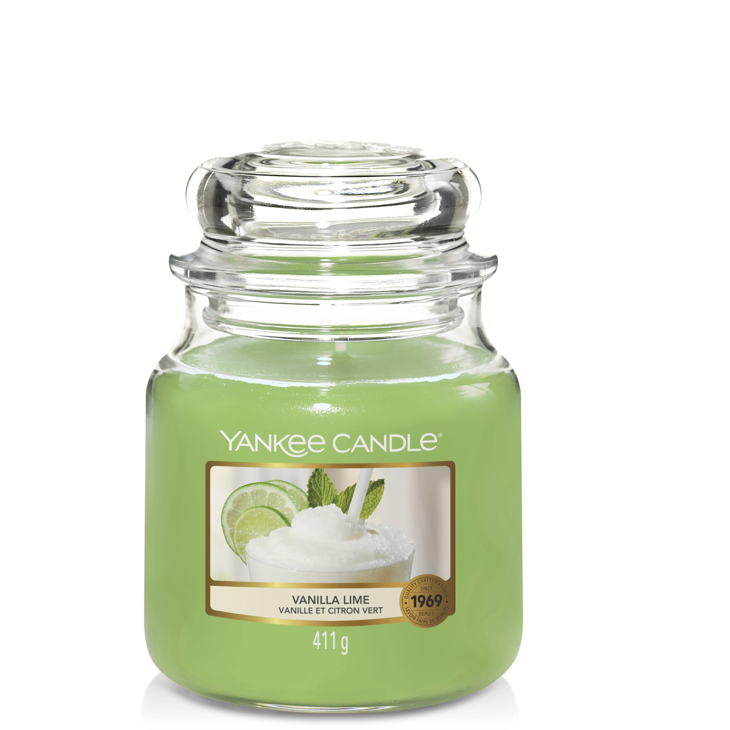 Yankee Candle Scented Candle | Vanilla Lime Medium Jar Candle| Burn Time: up to 75 Hours