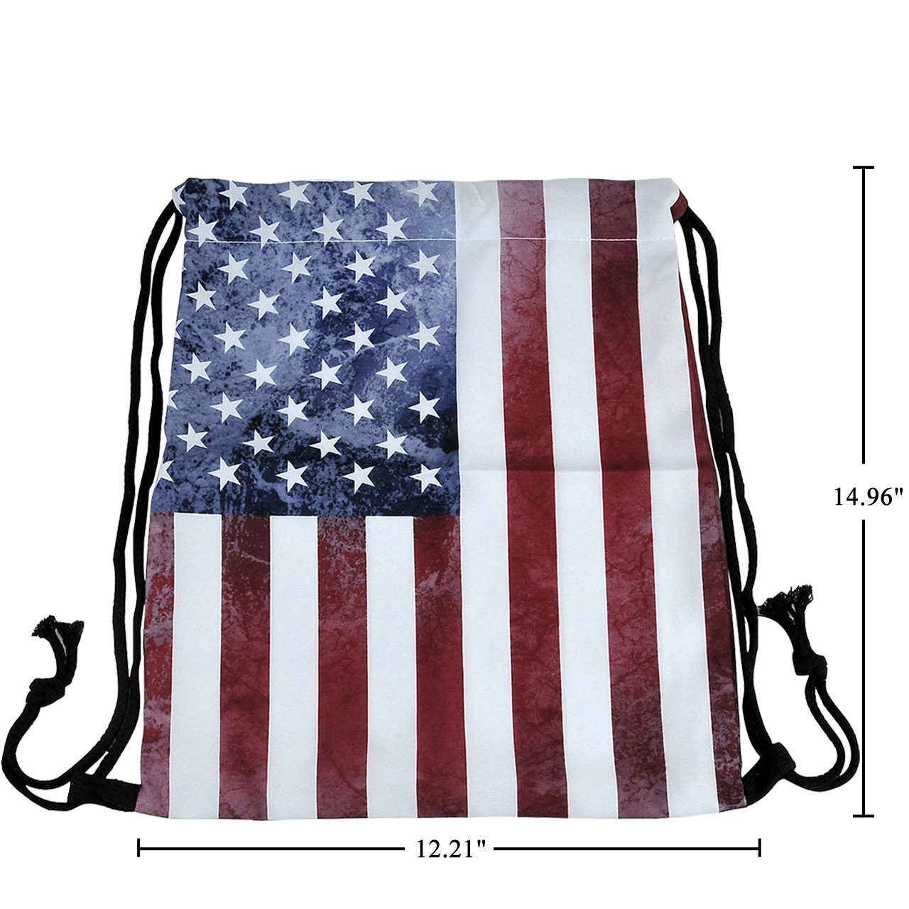 CHIC DIARY Cinch Drawstring Backpack Gym Sack Bag Oxford Travel Dance String Bag for Women/Men/Girls/Boys/Kids (American Flag)