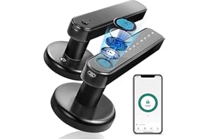 ELEMAKE Fingerprint Door Lock - Fingerprint Door Handle with Keypad, Auto Locking, APP Control Touchscreen Digital Entry, Smart Biometric Door Lock with Bluetooth/Fingerprint/Code/Keys for Home Office