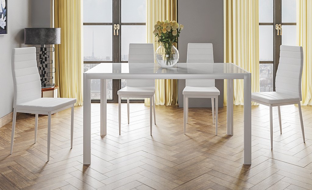 Hogar es CONJUNTO MESA cm x cm x cm  SILLAS COLOR BLANCO SALON COMEDOR COCINA