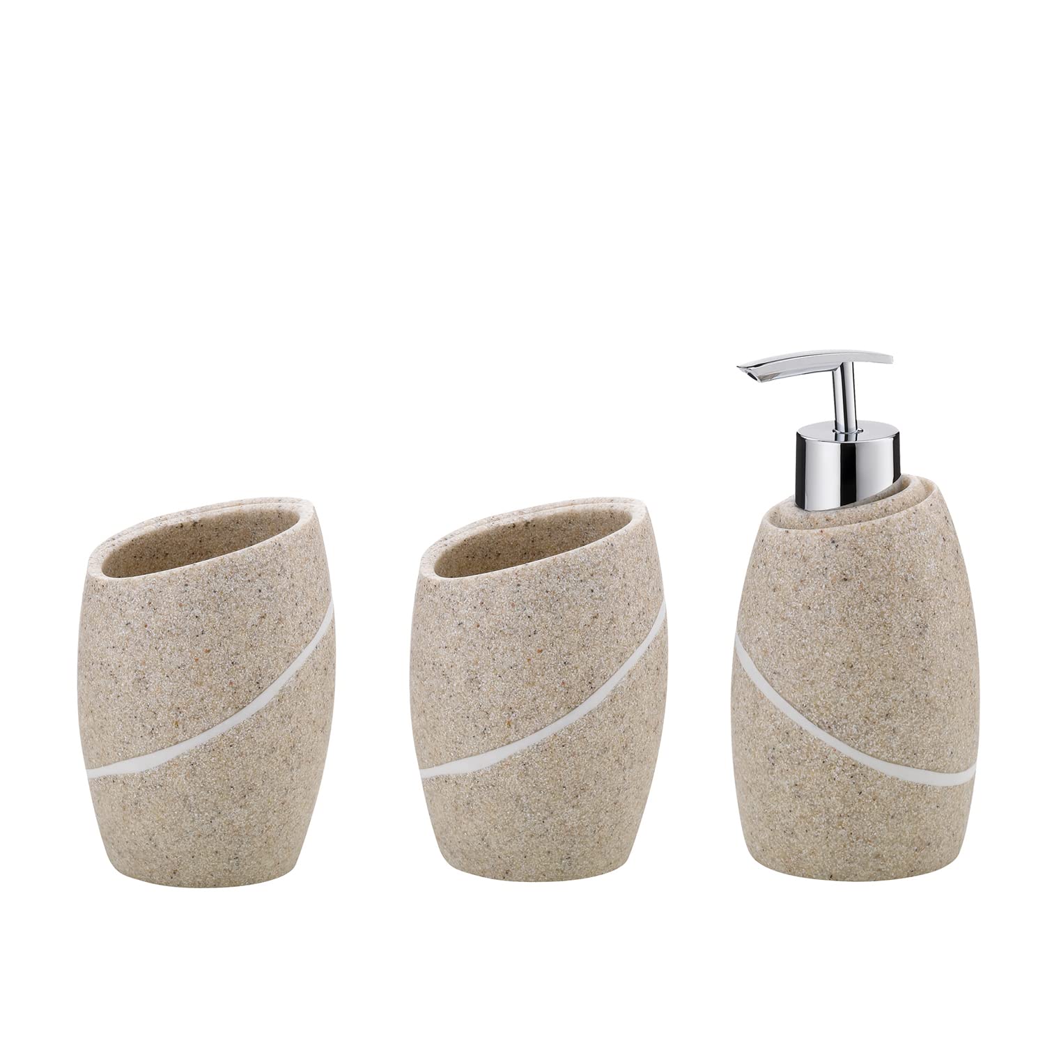 kela Talus 390230 Bathroom Set 3-Piece Polyresin Beige 2x Cups 1x Soap Dispenser 300 ml — image 1