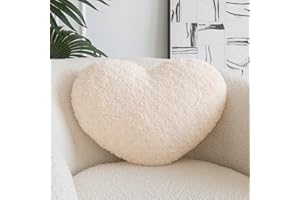 ZCNYCLAM Heart Pillow, Soft Heart Shaped Pillow with Room Decorative Throw Pillows for Bed Couch Chair Sofa, Heart Shaped Cute Throw Pillow Cushion for Bedroom Living Room (Beige, Mini 12.9" x 9.8")
