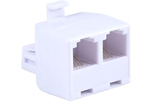 Power Gear Telephone Duplex Adapter, Home or Office, Compatible with Answering Machines, All Brands, RJ14, RJ11, White, 76191