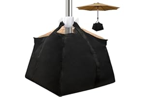 Bhyhok Beach Umbrella Base Weight Bag, 600D Oxford Cloth Sand Bags for Beach Umbrella Stand Base Sand Weights Portable Bags Black (1 Set)