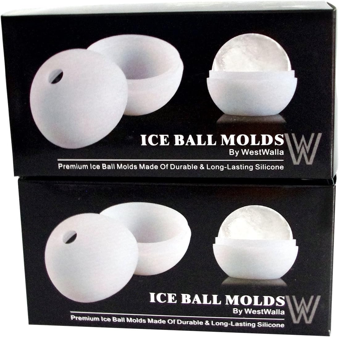 Two (2 Pack) Gift Sets (4 Molds) Deluxe Ice Ball Molds + FREE Fabulous Ice Ball Recipes & Ideas Booklet Bundled!