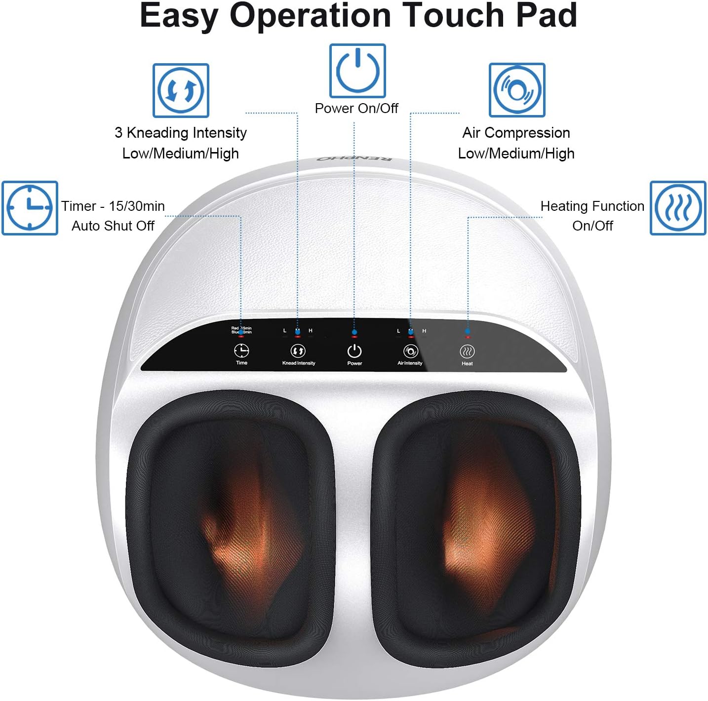 RENPHO Foot Massager Machine with Heat, Shiatsu Deep Kneading, Compression, Relieve Foot Discomforts from Plantar Fasciitis, Fits feet up to Men Size 12: Health & Personal Care