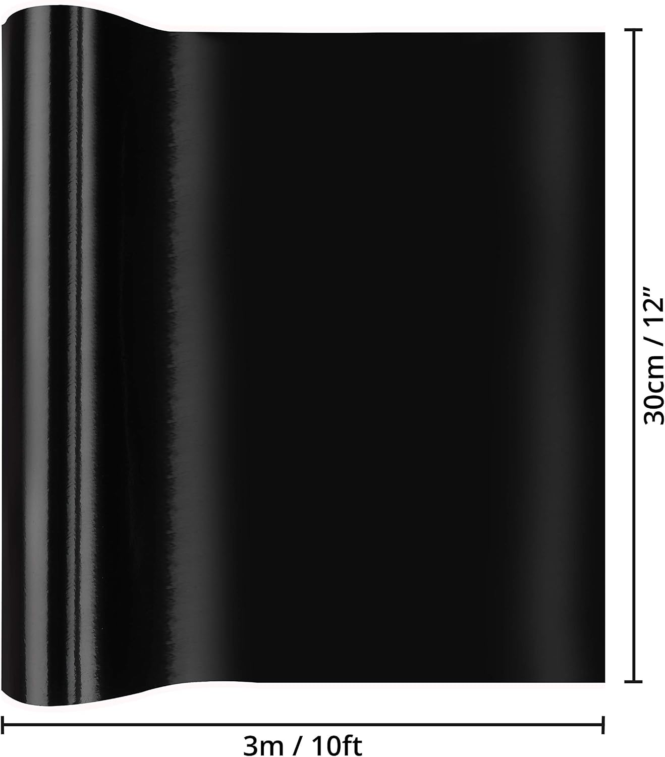 BELLE VOUS Black Self Adhesive Vinyl Roll, 30cm x 3 m / 12 inches x 10 feet - Image 3