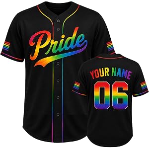 Custom Pride Baseball Jerseys - Personalized Name Number Rainbow Jersey Shirt for Pride Month & LGBTQ Parade, Men Women Youth
