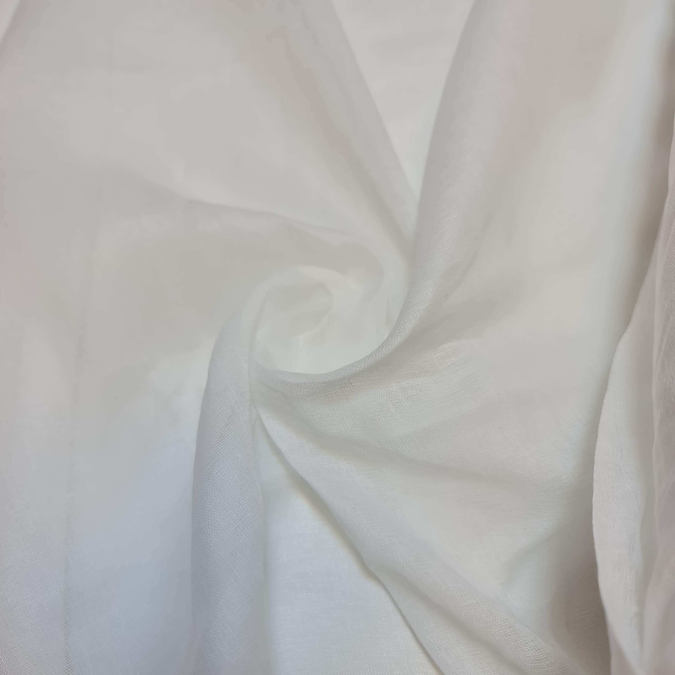 Voile Lawn Fabric, 100% Cotton, Superior Luxury Handle Sheer Gauze Material. Finest Muslin, 17 Colors. Dressmaking, Curtain,Crafts,Face Masks. White, 2 Meter
