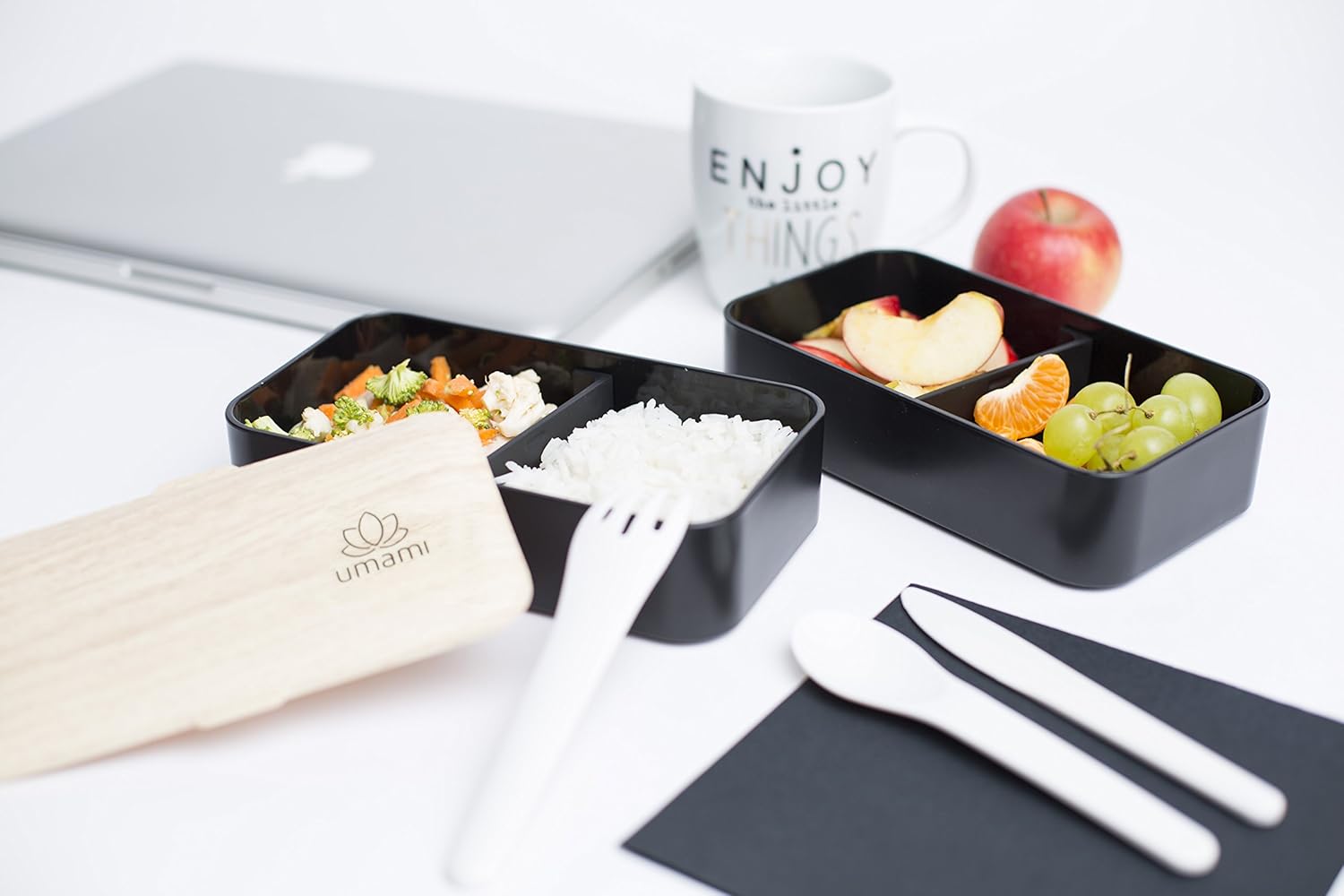 Bento Box Con 2 Compartimientos Herméticos Y 3 Cubiertos Sólidos Lunch