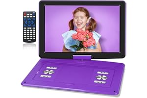17.5" Portable DVD Player with 15.6" Large HD Screen, 6 Hours Rechargeable Battery, Support USB/SD Card/Sync TV, Multiple Dis