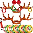 Christmas Inflatable Reindeer Antler Ring Toss Game 2 Sets, 2024 Christmas Games Party Supplies for Family Party (2 Antlers 1