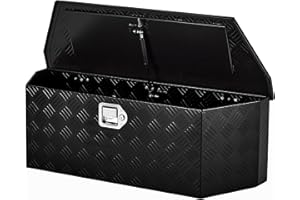 JoanKaren Heavy-Duty 36" Trailer Tongue Tool Box with Lock & Keys, Black Steel Storage Chest for Pickup Truck Bed, RV, and Of