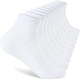Monxiery Mens 100% Cotton Cushioned Ankle Socks, Moisture Wicking Breathable Athletic Performance Running Quarter Socks