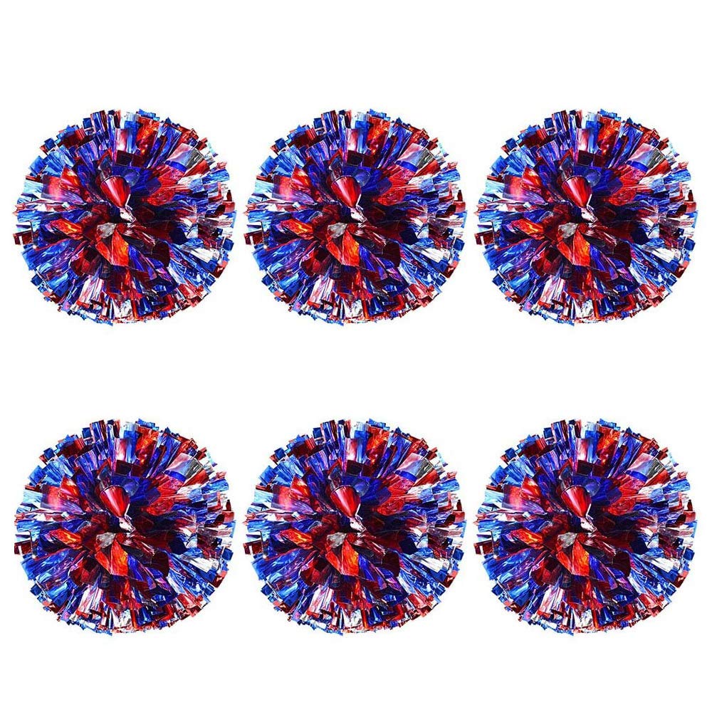 N/ A 6 Pcs 3 Colors Foil Plastic Cheerleading balls With Ring Buckle, Cheerleader Pom Poms for Sports Competition, Dance, Party, Team Cheering