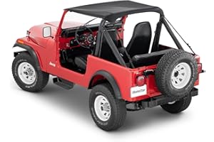 MasterTop Strap Style Bimini Top - Fits Jeep Wrangler YJ & CJ-7 1978-1991 - Luxurious 3-layer 30 oz MasterTwill Fabric - Open-Air Experience & Protection From Any Weather - No-Drill Installation