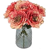 ICBOX 6pcs Dahlia Artificial Flowers 11.8" Silk Faux Dahlia Orange Fake Flower Arrangements for DIY Wedding Bouquets Centerpieces Home Table Party Garden Decorations(Orange)