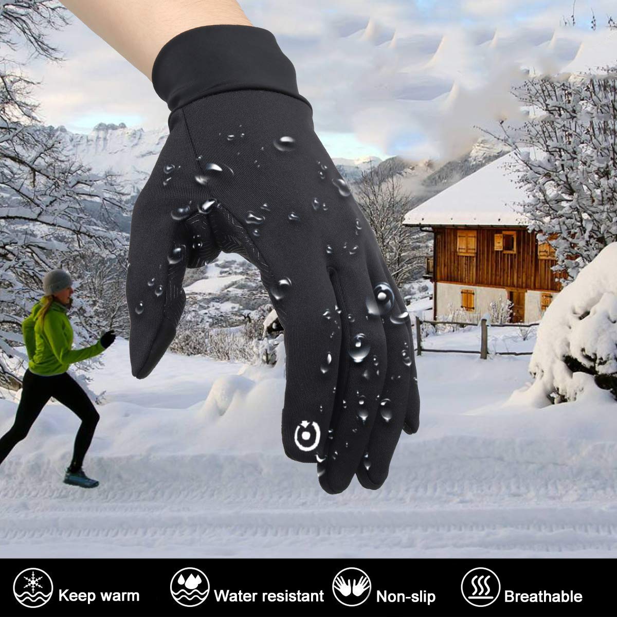 Winter Gloves,Touch Gloves Screen Touch Gloves Touch Screen Gloves Texting Glvoes Running Gloves Cycling Gloves Driving Gloves for Men and Women by FTEOX (Black-Medium)