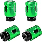 Yourkar 4 PCS Car Tire Valve Stem Caps, Unique Shape Aluminum Alloy Wheel Valve Covers, Corrosion Resistant Leak-Proof Tire Valve Stem Cover, Universal Vehicle Wheel Accessories (Green)