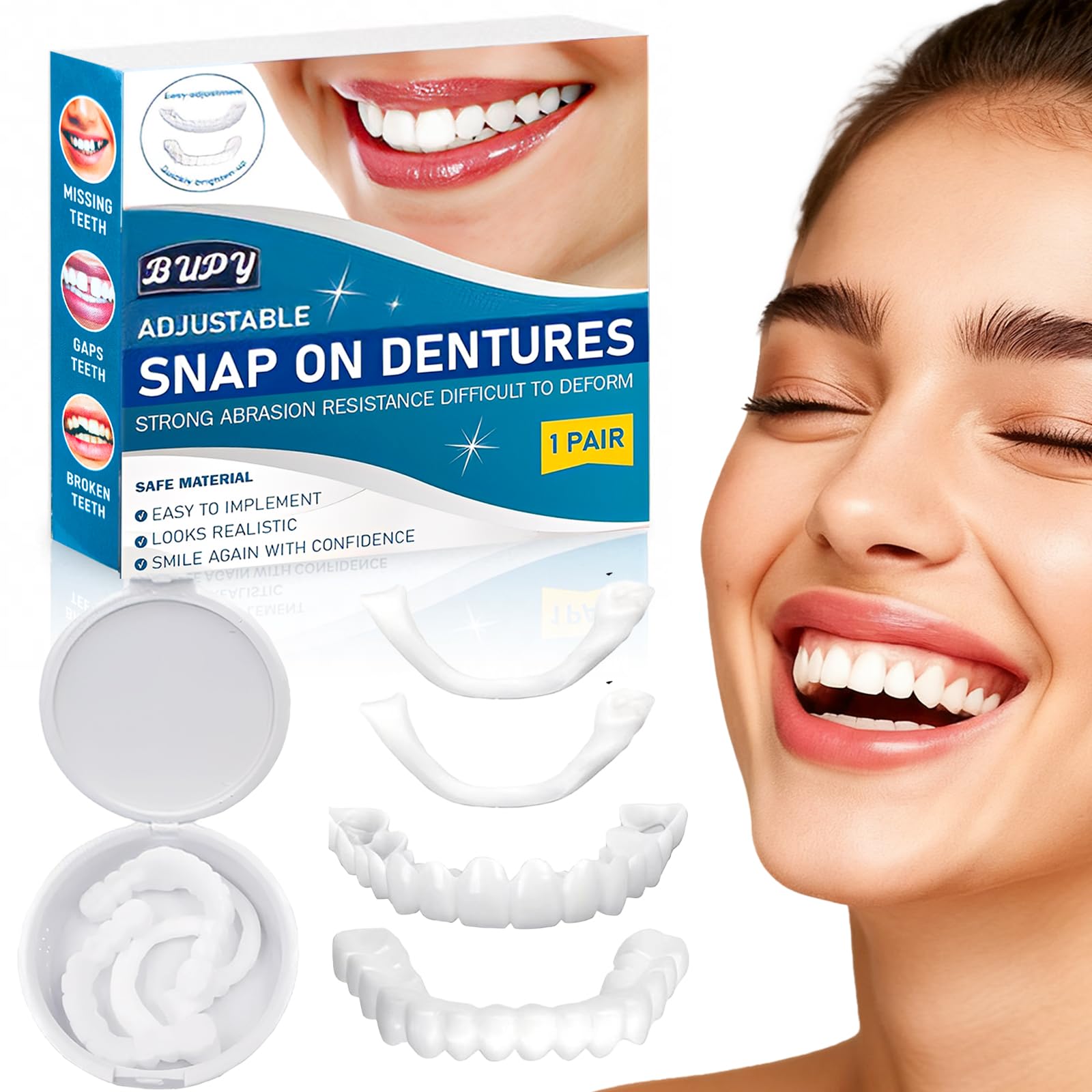 Photo 1 of Temporary Veneers Kit for Women and Men, All-in-One Solution for a Natural-Looking Smile. Easy Moldable Fit for Comfort, Pre-Blended Natural Shade. Ideal for Temporary Use, 1 Pack