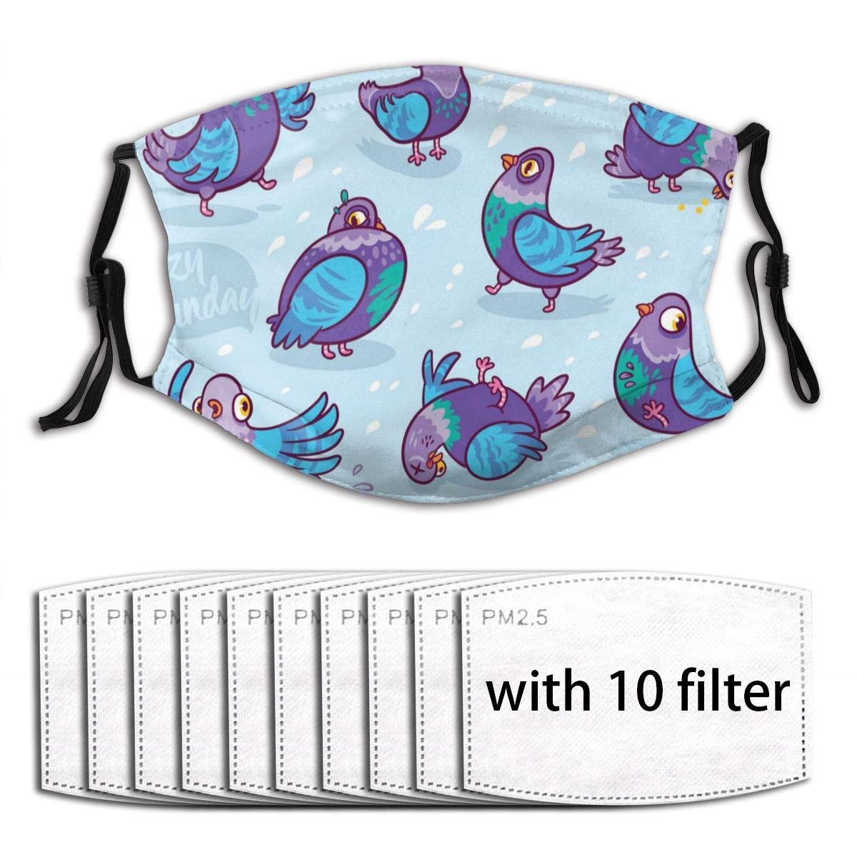 Cartoon Pigeons Face Mask Fashion Scarves Uv Protection Waterproof Breathable With