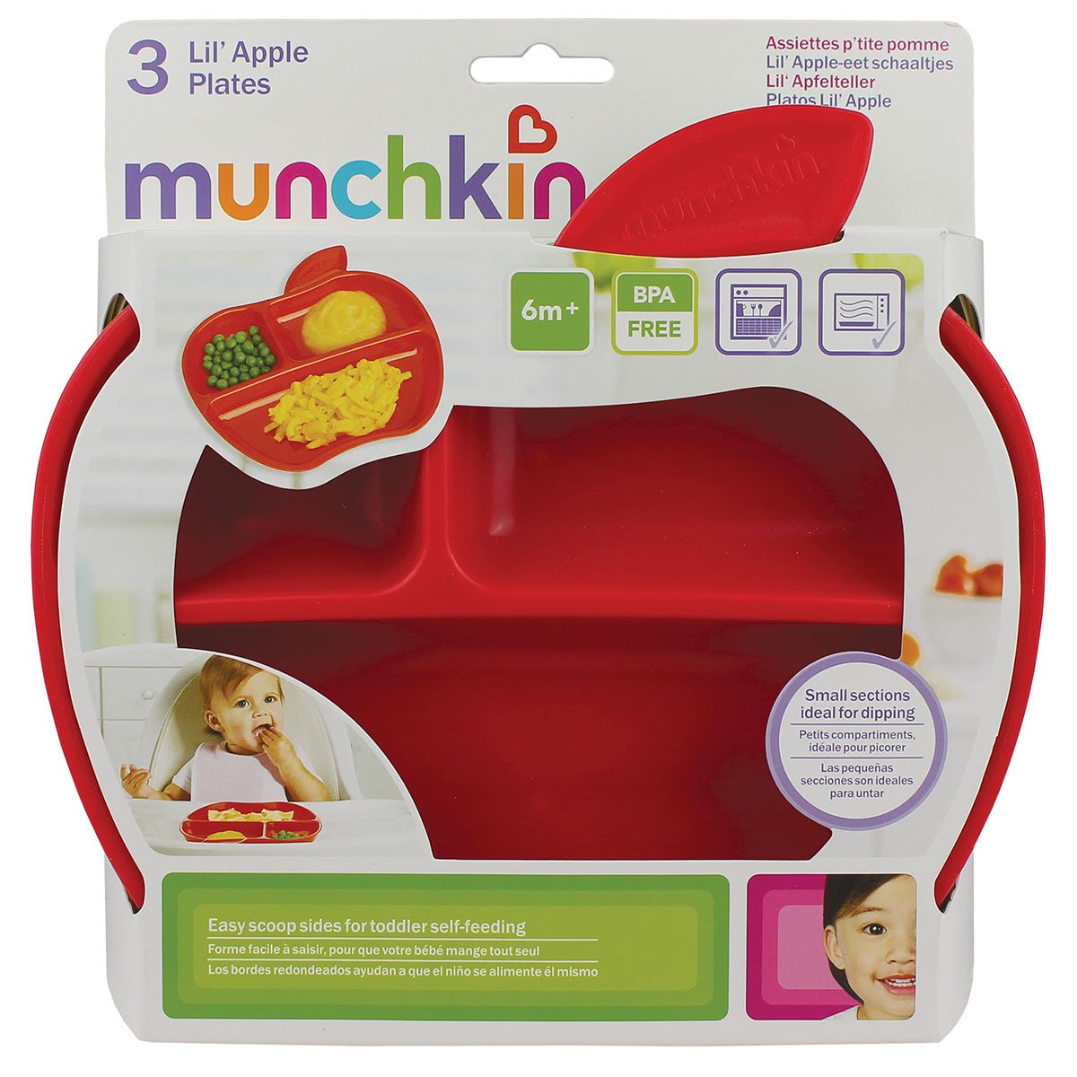 Dishes Baby Products Red Yellow 3pcs New Lil Apple Green Plates Munchkin Intouchnetworks Com