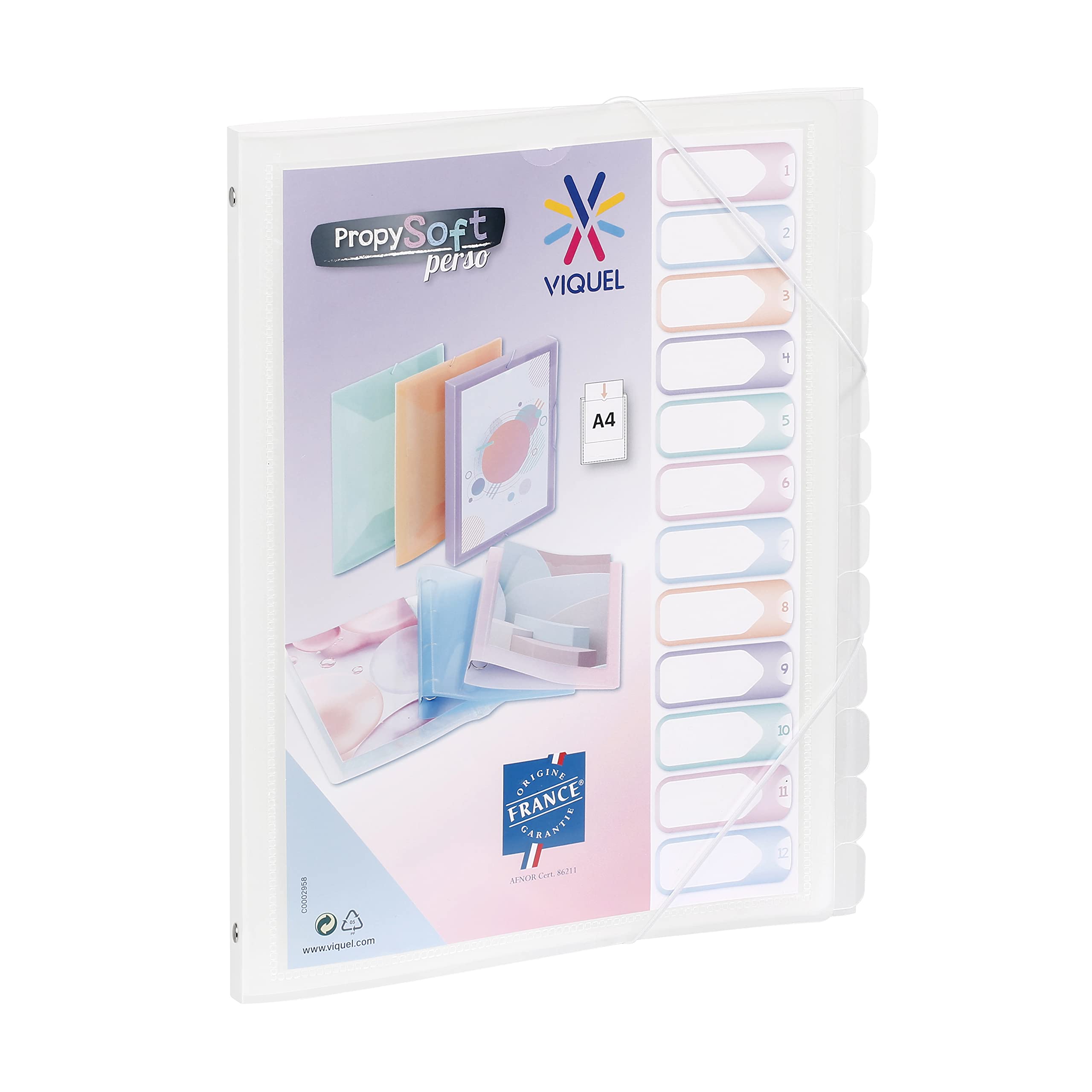 Viquel - Propysoft A4 12 Compartments - Elastic Closure - Colourless