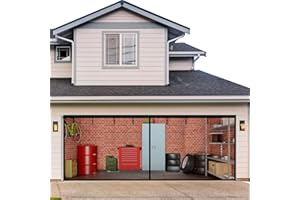 LASLA Magnetic Garage Screen Door 16x7FT for Double Garage Doors - Fiberglass Garage Screen Cover Kit Garage Door Curtain,Stronger High Energy Magnets,Hands Free Magnetic Screen Door (B-16 * 7FT)