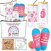 Frerdui 9 Year Old Girl Gifts, 9th Birthday Gifts for Girls, Birthday Gift Set for Girls Age 9, Gift Ideas for 9 Year Old w/ 16oz In My 9th Birthday Era Glass Cup, 6 Pcs