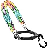 Gearproz HydroCord 2.0 Handle with Wide Mouth Ring and Carabiner, Compatible with 12-40 oz Water Bottles, Hydroflask 1.0, Iron Flask, Thermoflask, NOT for Lid with Loop (Rainbow)