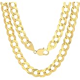 Nuragold 10k Real Yellow Gold Solid Cuban Curb Link 11.5mm Chain Necklace (20"-30") Italian Jewelry for Men