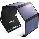 Nekteck 28W Foldable Portable Solar Charger with 2 USB Port, IPX4 Waterproof Hiking Camping Gear Sunpowered Charger Compatibl