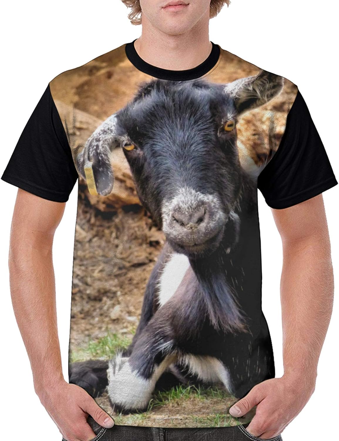 Goat Man's TShirt Men's Funny TShirt 100 Cotton Tee Black Amazon.co