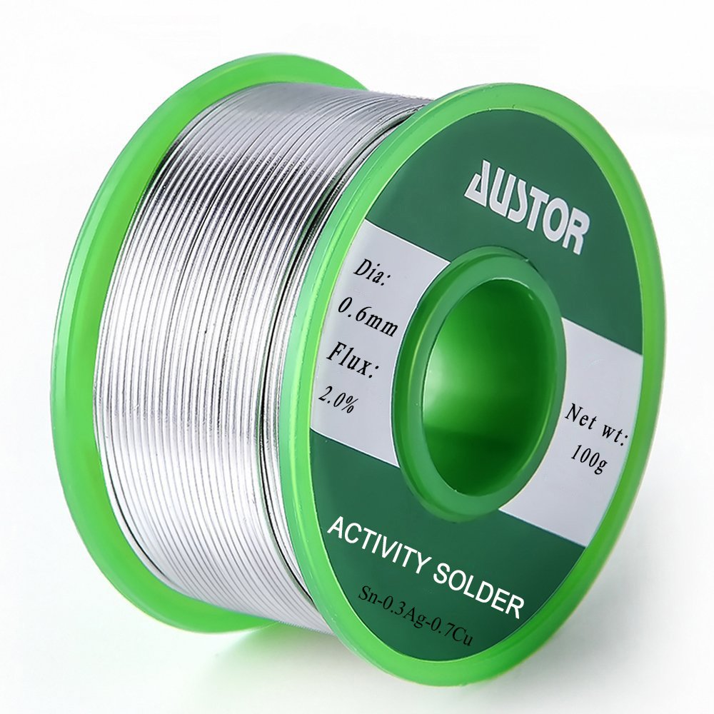 Austor 0.6mm Lead Free Solder Wire with Rosin Core, Sn 99 Ag 0.3 Cu 0