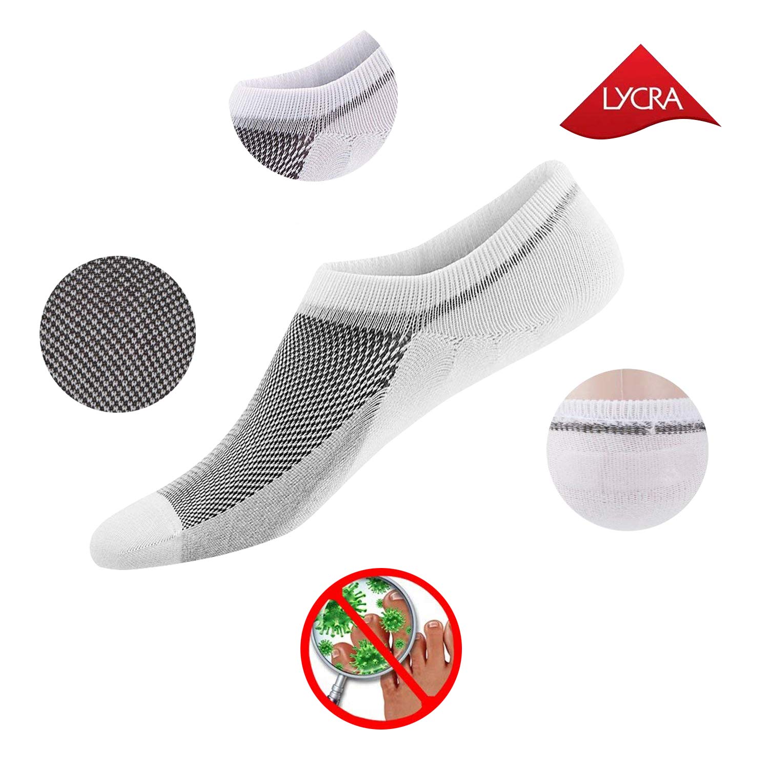 SIXDAYSOX Cotton No Show Socks for Men & Women 8 Pairs Invisible Low Cut with Non Slip Sports Ankle Socks for Trainers, Size 6-11 (8 Pairs Mix2, US Size 6-11/ EU Size 37-46)