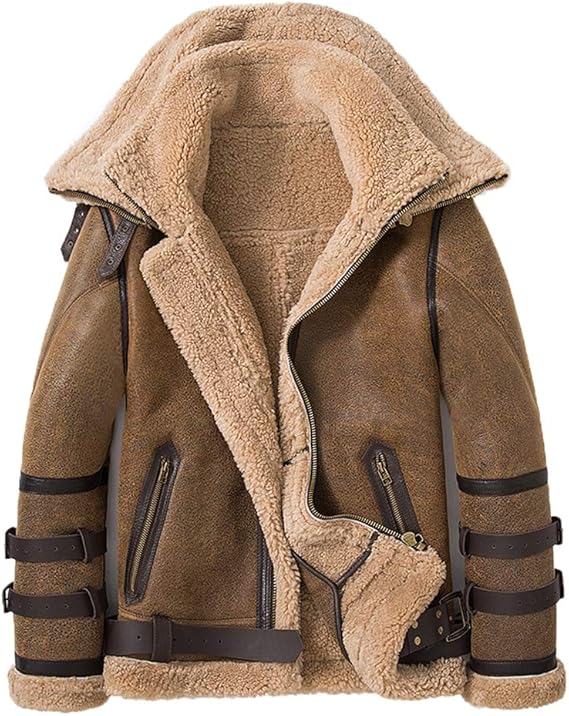 Amazon Denny Dora メンズ ベージュ ムートンジャケット ショート シープスキンコート ダブルカラー ファーコート メンズ レザー ジャケット コート ジャケット 通販