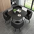 SUZEPER Square Dining Table Set with Chairs,Compact Kitchen Table and 4 Chairs,Modern Conference Table with Chairs,Reception Table for Meeting Room,Kitchen Table Furniture Breakfast Table