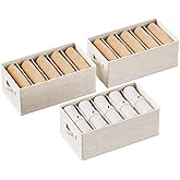 TavloreHome 3 Pack Large Wardrobe Clothes Organizer and Storage, Fabric Sweater Organizer for Closet with Handles 5 Grids Foldable Drawer Dividers for Pants, Jeans, T-shirts, 20.8"×11.2"×7.5"